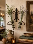 Rustic Wrought Iron Wall Vase Sconce Don Pell Metal Works Double Glass Holder. Fixed Price $59.99.
