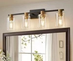 Deyidn 8.46 In. 4-LIGHT Black And Gold Modern Industrial Indoor Vanity. Fixed Price $61.74.