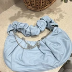 Light Blue Crescent Shoulder Bag Chain Accent Silver Hardware For Women. Fixed Price $15.00.