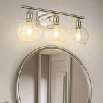 Yansun 23" 3-LIGHT Brushed Nickel Wall Sconce W/clear Globe Shades Vanity. Fixed Price $27.99.