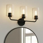 Briignite 21IN 3-LIGHT Matte Black Vanity Clear Glass Dimmable. Fixed Price $59.53.