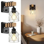 Fadimikoo Wall Sconces Set Of Two, Bedside Wood Lamps With Rotary Switch,. Fixed Price $48.23.