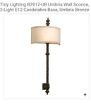 X2 Troy Lighting B2912-UB Umbria Wall Sconce, Bronze, E12, Metal Shade. Fixed Price $109.99.