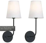 Pathson Set Of 2 Industrial Wall Sconces Lighting White Fabric Shade Vintage. Fixed Price $15.00.