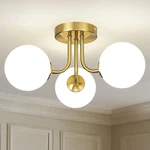 3-GLOBE Gold Semi Flush Mount Ceiling Modern Farmhouse Design 3-LIGHT. Fixed Price $43.99.