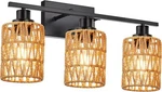 Melucee 3 Light Bathroom Vanity Rattan Wall Sconce 24 Inches, Black. Fixed Price $134.10.