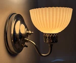 Vtg Wall Sconce Chrome Brass Mcm Light Fixture Art Glass Shade Custard Usa #M35. Fixed Price $129.99.