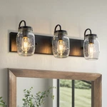 Lmsod Vanity Glass Wall Lights,mason Jar Black Sconce For Bathroom. Fixed Price $152.99.
