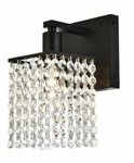 Wall Sconce Light Fixture Bathroom Or Foyer Dining Black Frame With Crystal. Fixed Price $104.53.