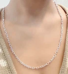 925 Italian Solid Sterling Silver Paper Clip Chain 3MM Sold Piece. Fixed Price $249.00.