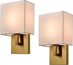 Gold Wall Sconces Set Of 2 Modern Bathroom Bedroom Light With Linen. Fixed Price $107.28.