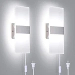 Modern Wall Sconces Set Of 2, Plug In 12W Led 6000K Cool White Ac.... Fixed Price $50.09.