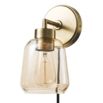 Globe Electric 51715 1-LIGHT Plug-in Or Hardwire Wall Sconce, Matte Brass, Sm.... Fixed Price $69.74.
