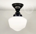 New Classic Schoolhouse Milk Glass Ceiling Light Fixture - Farmhouse Flush. Fixed Price $110.00.