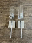 2 New Linea Lighting Modern Sconce Wall Mount Fixtures Silver Chrome Glass. Fixed Price $39.77.