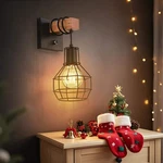 Tozing 8.66" 1-LIGHT Vintage Wooden Rustic Dimmable Wall Sconce Black Shade. Fixed Price $24.99.
