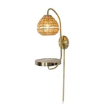 River Of Goods 32.75" High Neck Brushed Gold Iron Wall Rattan Sconce. Fixed Price $45.67.