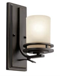 Kichler 5076OZ Hendrik Olde Bronze Wall Sconce Light Umber Glass. Fixed Price $120.00.