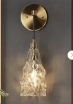Uolfin Transitional 1-LIGHT Brass Wall Sconce Crystal Shade. Fixed Price $28.95.