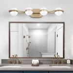 28 In. 4-LIGHT Golden Led Bathroom Vanity Fixture With Crystal Sand Acryli. Fixed Price $163.13.