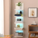 Viwods 5-TIER Wall Shelf Unit With Rgb Light, Floating Lack For Stora. Fixed Price $123.51.