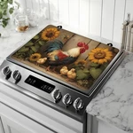 Vintage Farm Roosters Top Covers For Electric Stove,chicken Sunflower G.... Fixed Price $35.28.