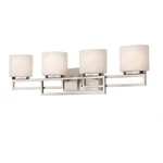 Home Decorators Tustna 4-LIGHT Brushed Nickel Vanity Opal Glass Shades. Fixed Price $61.74.