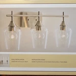 Nib Nice 3-LITE Bathroom Vanity Light W/ Clear Glass Shade (brushed Nickel Fini. Fixed Price $89.95.