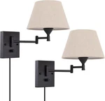 Pauwer Plug Wall Sconce Set Of 2 Swing Arm Lamp With Cord And Fa. Fixed Price $40.00.