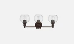 Sunset 3 Light Vanity W/ Clear Seeded Glass Globe Shades Provincial Bronze F2901. Fixed Price $36.00.
