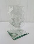 Vintage Mirrored Glass Votive Candle Holder 6.25" Art Home Decor Gallery. Fixed Price $31.49.