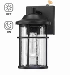 Pia Ricco 1-LIGHT Outdoor Black Wall Fixture Dusk Dawn Sensor Clear Seeded. Fixed Price $36.00.
