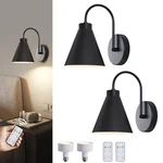 Vintage Cordless Gooseneck Battery Operated Wall Sconces Set Of 2, Black Beds.... Fixed Price $81.89.