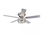 Breezary Jemore 52 In. Indoor Flush Mount Chrome Crysral Ceiling Fan With Light. Fixed Price $123.49.
