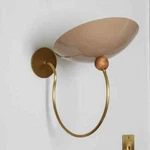 Wall Sconce Enamel, Brass & Wslnut, Ginger Curtis X Universal TWILIGHT-07. Fixed Price $399.99.