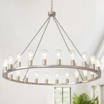 Hhr 48-INCH Wagon Wheel Chandelier 24-LIGHT, Extra Large Nickel Outdoor Chand.... Fixed Price $271.20.