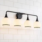 Hahzt Black Bathroom Fixture 4 Lights Vanity Milky White Frosted. Fixed Price $109.67.