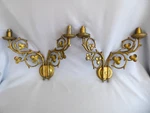 Pair Of Good Quality Antique Brass Wall Lights With Foliate Decoration - Vintage. Fixed Price $100.75.