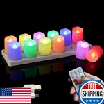 Sanmli 12 Rgb Rechargeable Flameless Led Tea Lights W/charging Base & Remote. Fixed Price $45.34.