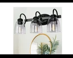 Yansun 18.89 In. 3-LIGHT Matte Black Vanity W/ Seeded Shades. Fixed Price $89.00.