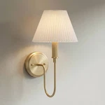 Possini Euro Sinclair 16" High Satin Brass Fabric Shade Wall Sconce. Fixed Price $124.99.
