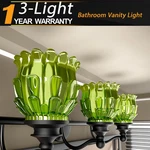 Black Antique Mirror Wall Sconce 3-LIGHT Green Crystal Water Lily Shade. Fixed Price $59.99.