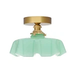 Dsmjfu Brass Semi Flush Mount Ceiling Light, Cute Small Green Glass Mou.... Fixed Price $82.75.
