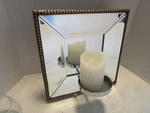 Modern Howard Elliott Wall Mirror Glass Reflector Candleholder Sconce 12" Square. Fixed Price $119.00.