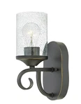 Hinkley Casa Collection One Light Bathroom Wall Sconce, Olde Black W/clear Seedy. Fixed Price $189.99.