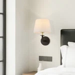 1 Light Wall Sconce With Linen Fabric Shade, Industrial Lamps Decor. Fixed Price $54.99.