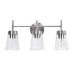 Manor Brook Dunlap 3-LIGHT Brushed Steel Vanity. Fixed Price $54.95.