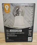 Hampton Bay Ashhurst 1-LIGHT Brushed Nickel Wall Sconce With Switch 1007 175 043. Fixed Price $22.00.