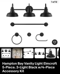 Hampton Bay Vanity Elmcroft 5-PIECE. 3-LIGHT Black W/4-PIECE Accessory Kit. Fixed Price $39.99.