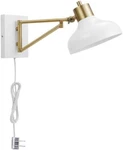 Wall Sconce, White, Polished Brass - Globe Electric 51868 Berkeley. Fixed Price $27.99.